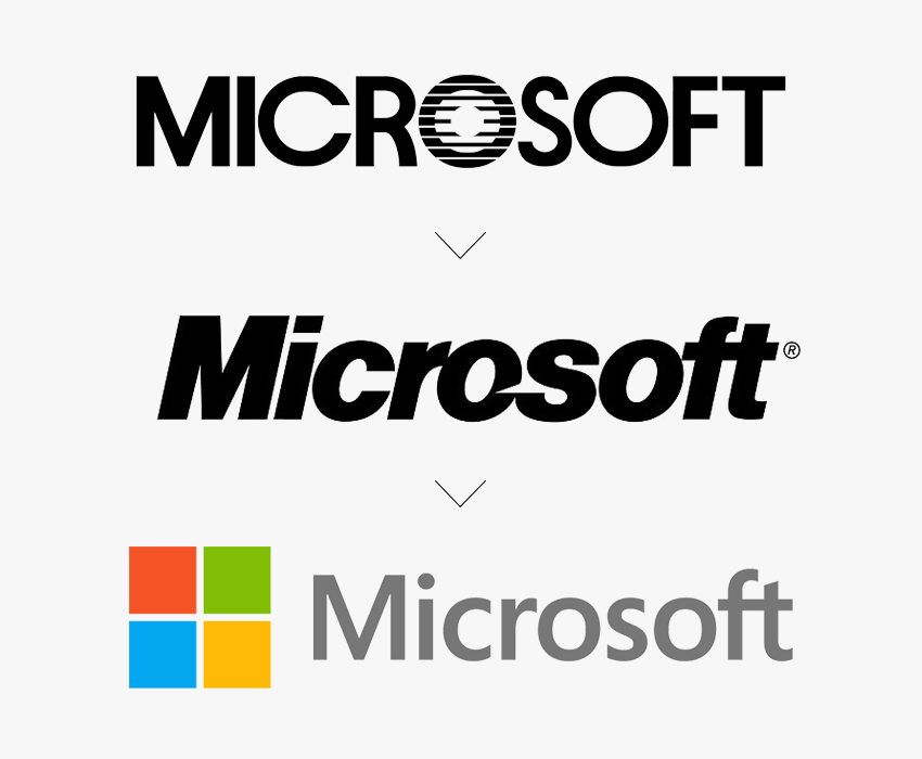 Microsoft logos over time