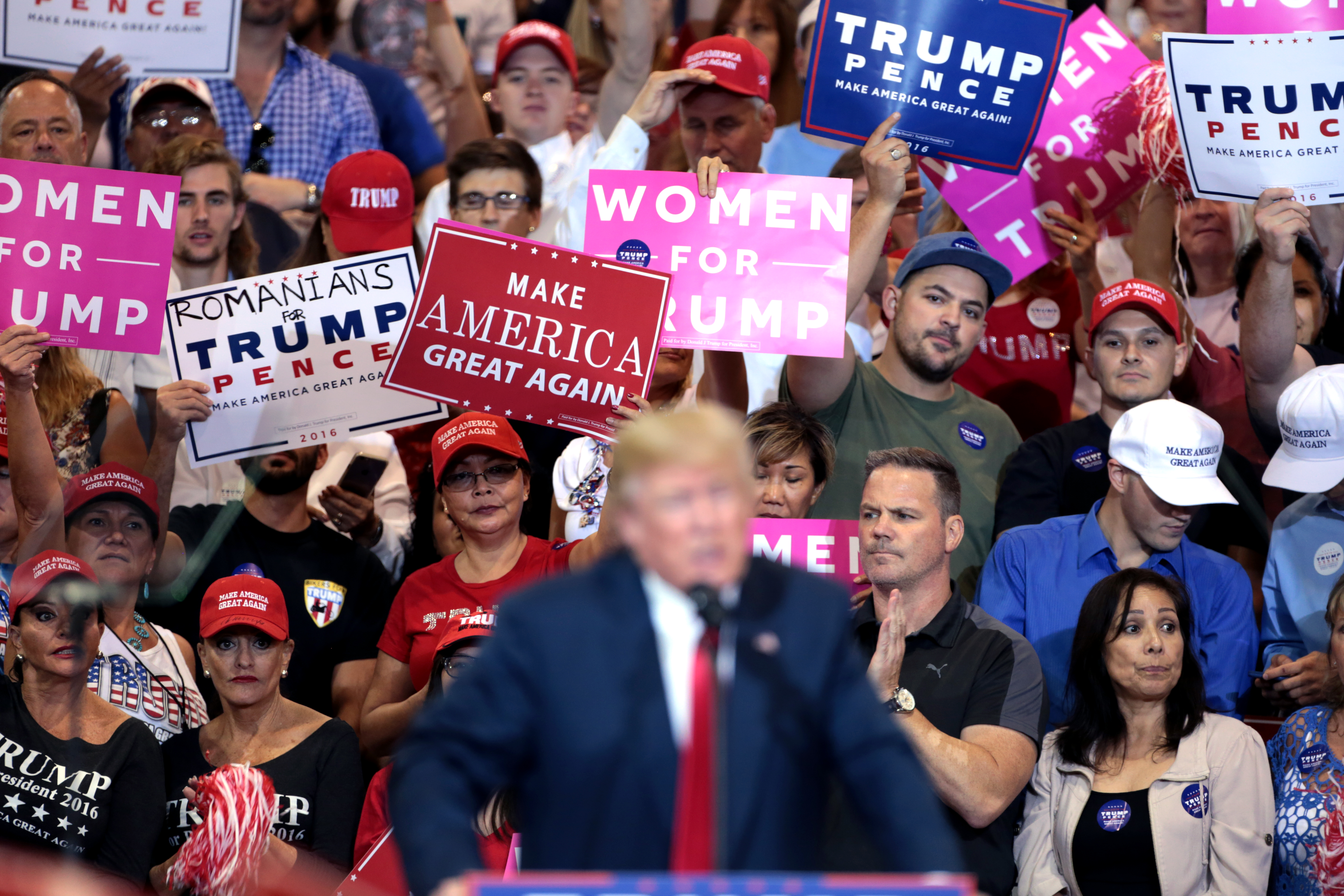 Trump rally signs supporters